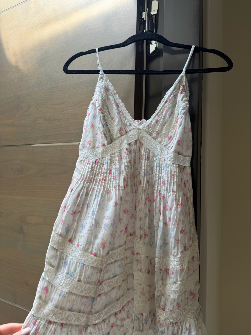 LoveShackFancy White Floral Lace-Trim Mini Dress